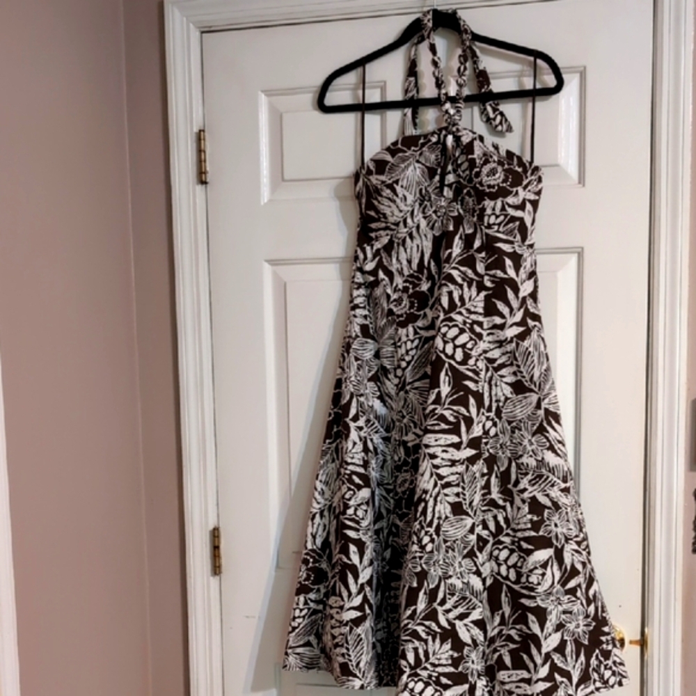Robbie Bee Strapless Dress - Chocolate and White